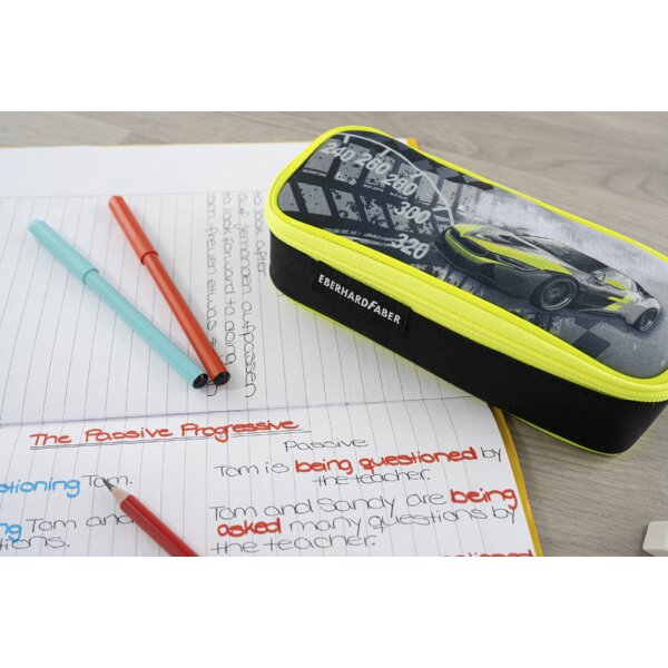 EBERHARD FABER Trousse Race Car, noir / jaune fluo