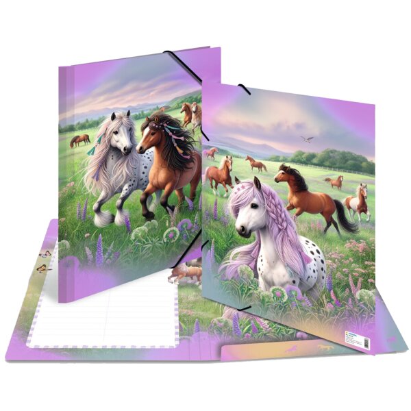 HERMA Chemise à élastique Le monde des chevaux, carton, A3