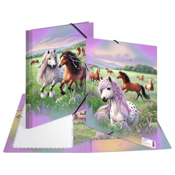 HERMA Chemise à élastique Le monde des chevaux, carton, A4