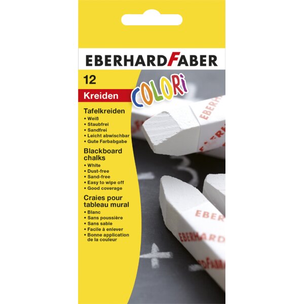EBERHARD FABER Wandtafelkreide COLORI, weiss, 12er Kartonetui