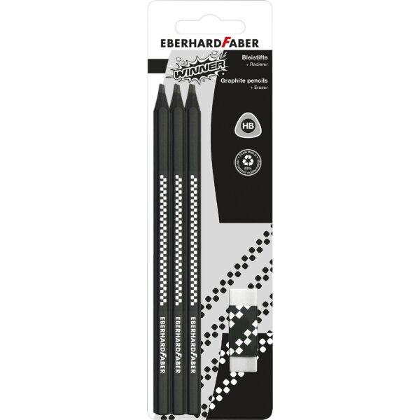 EBERHARD FABER Bleistift-Set WINNER, HB, schwarz, 7-teilig
