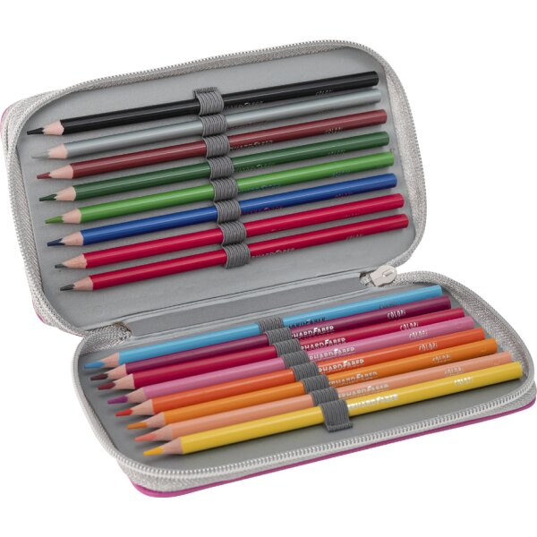 EBERHARD FABER Étui scolaire double rabat, 30 pièces, rose