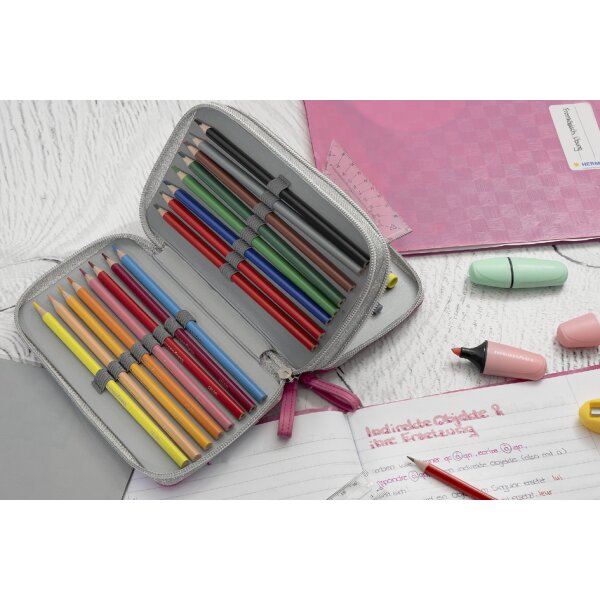 EBERHARD FABER Étui scolaire double rabat, 30 pièces, rose