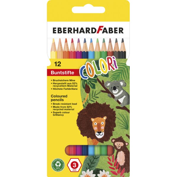 EBERHARD FABER Crayon de couleur COLORI, &eacute;tui carton de 12