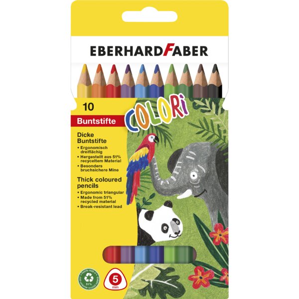 EBERHARD FABER Crayon de couleur COLORI Jumbo, &eacute;tui de 10