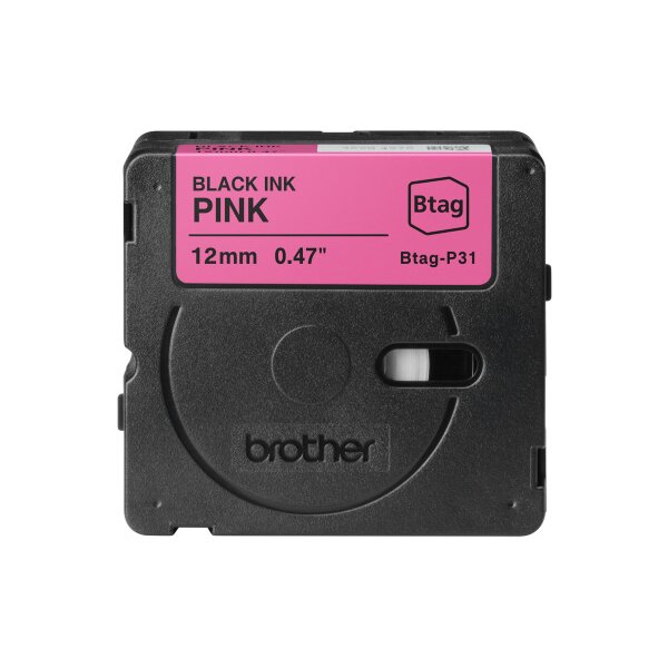 PTOUCH Band schwarz/pink n.laminiert BTAG-P31 PT-N10/N20/N25BT 12 mm