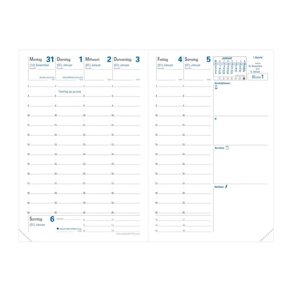 QUO-VADIS Agenda Club Gesch&auml;ft 2027 0041496Q 1W/2S beige DE 10x15cm