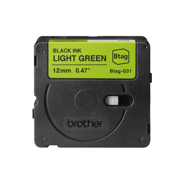 PTOUCH Ruban noir/vert clair n.lamin&eacute; BTAG-G31 PT-N10/N20/N25BT 12 mm