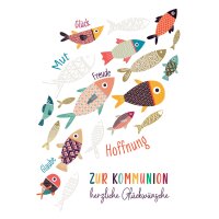 CACTUS Kommunionskarte Fischschwarm