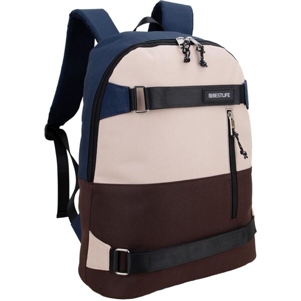 BESTLIFE Urban Notebook-Rucksack COL SKATE, blau beige braun