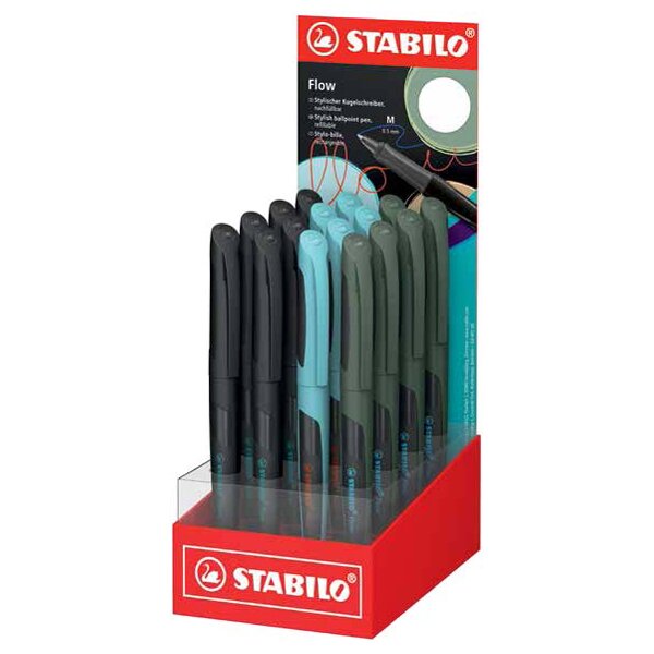 STABILO Stylo à bille Flow, présentoir de 16