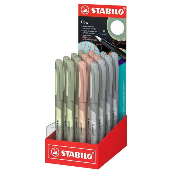 STABILO Stylo à plume Flow MONOCHROME, présentoir de 16