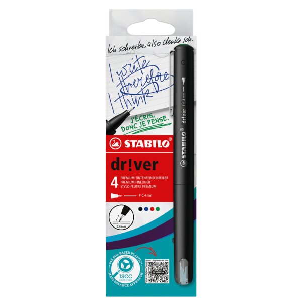 STABILO Feutre décriture dr!ver, fin, étui carton de 4