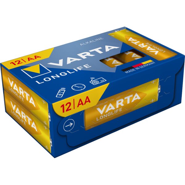 VARTA Pile alcaline Longlife, Mignon (AA), 12 pièces