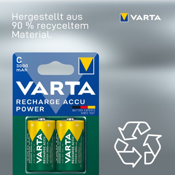 VARTA Pile RECHARGE ACCU Power, Mono (D), 3.000 mA