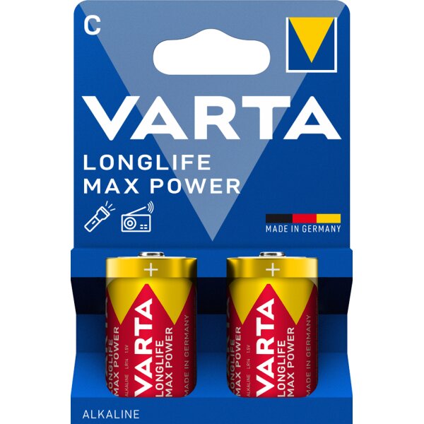 VARTA Pile alcaline Longlife Max Power, Baby (C/LR14)