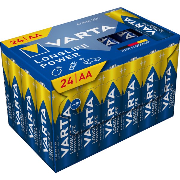 VARTA Pile alcaline Longlife Power, Mignon (AA), 24 pièces