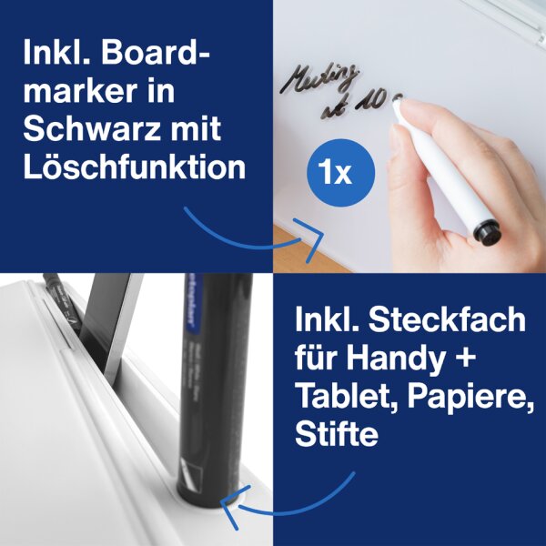 magnetoplan Organiseur de bureau Glasboard, blanc