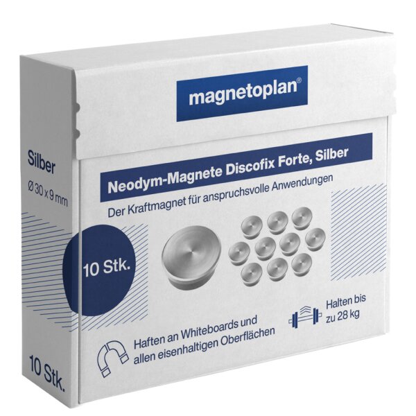 magnetoplan Aimant néodyme Discofix forte, 30 mm, argent