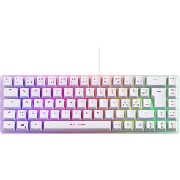 DELTACO TKL Gaming Keyboard membrane GAM-158-W RGB CH-Layout, White