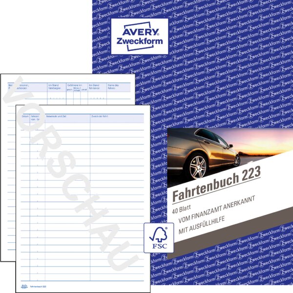 AVERY Zweckform Formularbuch Fahrtenbuch, A6 quer