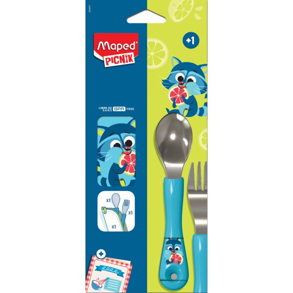 Maped PICNIK Set de couverts MINIZ Raton laveur, 3 pièces
