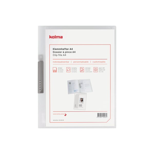 KOLMA Klemmhefter Tender A4 10.016.00 transparent, 2-teilig