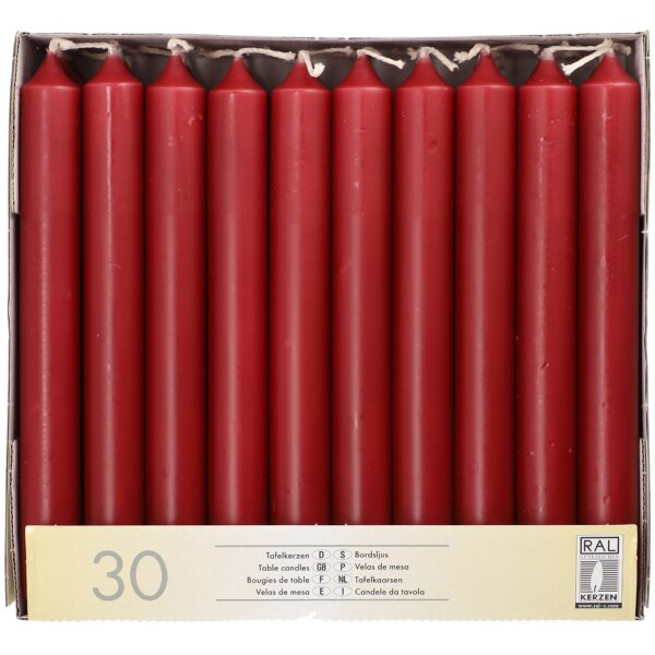 STARPAK Tafelkerzen, 21 mm, bordeaux, 30er Pack