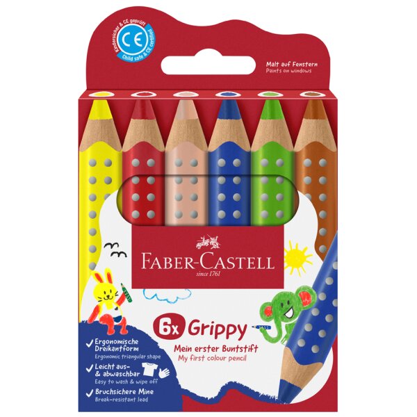 FABER-CASTELL Crayon de couleur Grippy, étui carton de 10