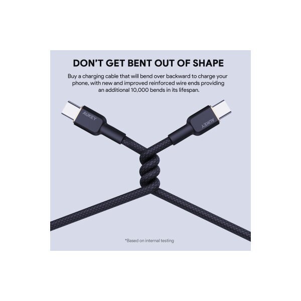 AUKEY Cable USB-C-to-C KevlarCore CB-NCC1 BK Nylon Braided,1.0m,60W, Bl.