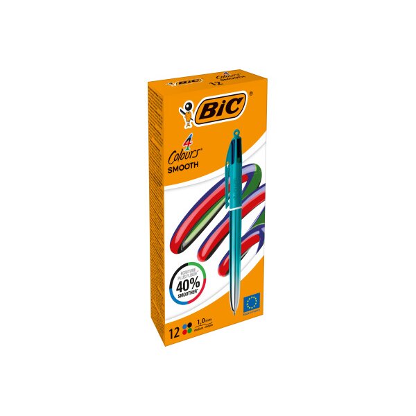 BIC Stylo &agrave; bille 4 Colours 0.4mm 524092 Smooth Grad, vert