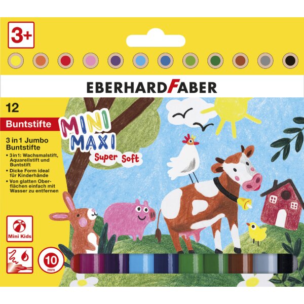 EBERHARD FABER Crayon de couleur 3 en 1 Jumbo MINI MAXI