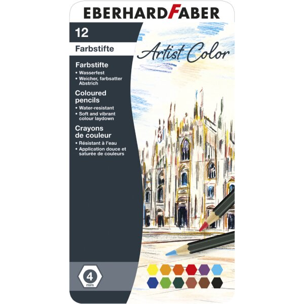 EBERHARD FABER Crayon de couleur Artist Color, étui de 12