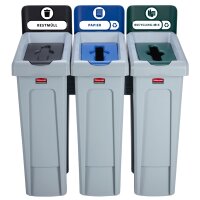 Rubbermaid Slim Jim Recycling-Station, 3 x 87 Liter