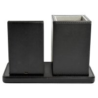 deflecto Organiseur de bureau avec chargeur Qi, noir