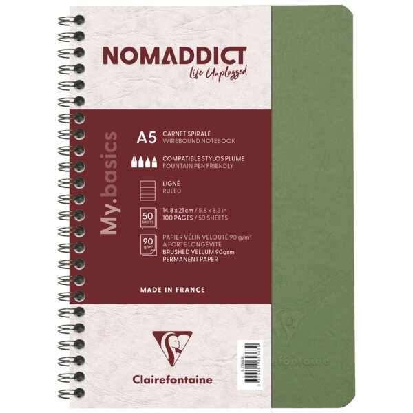 Clairefontaine Spiralbuch NOMADDICT, DIN A5, gr&uuml;n