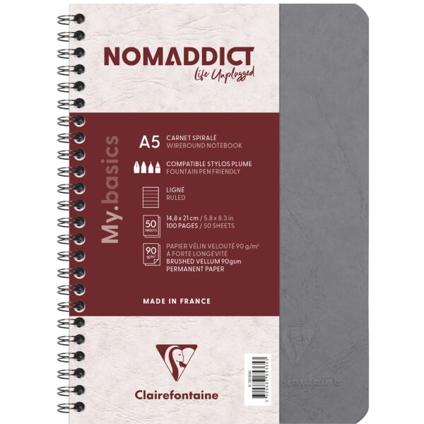 Clairefontaine Spiralbuch NOMADDICT, DIN A5, schwarz