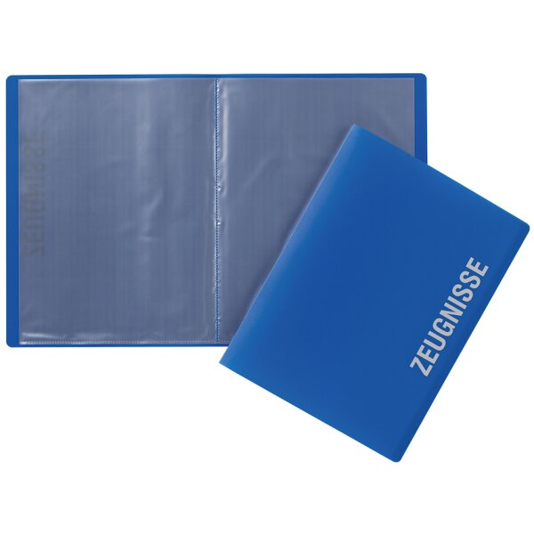 PAGNA Zeugnismappe, DIN A4, mit 10 Hüllen, PP, blau