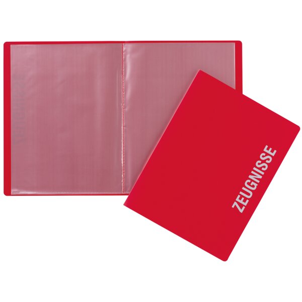 PAGNA Zeugnismappe, DIN A4, mit 10 Hüllen, PP, rot