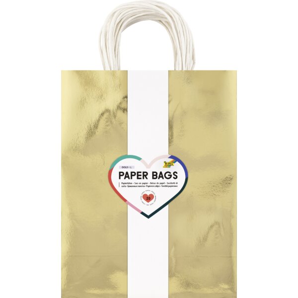 folia Sac en papier DORÉ SCINTILLANT, taille: L
