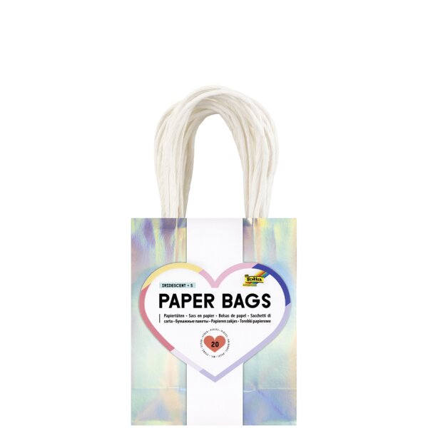 folia Sac en papier IRISÉ SCINTILLANT, taille: L