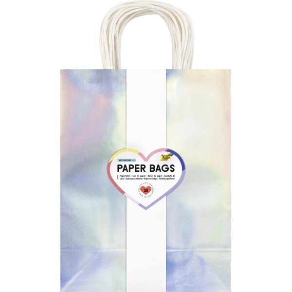 folia Sac en papier IRISÉ SCINTILLANT, taille: M
