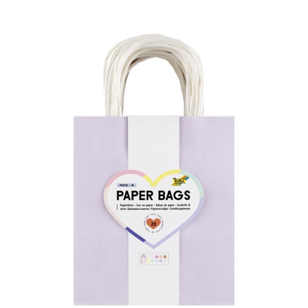 folia Papier-Tragetaschen PASTELL, Gr&ouml;sse: M, farbig sortiert
