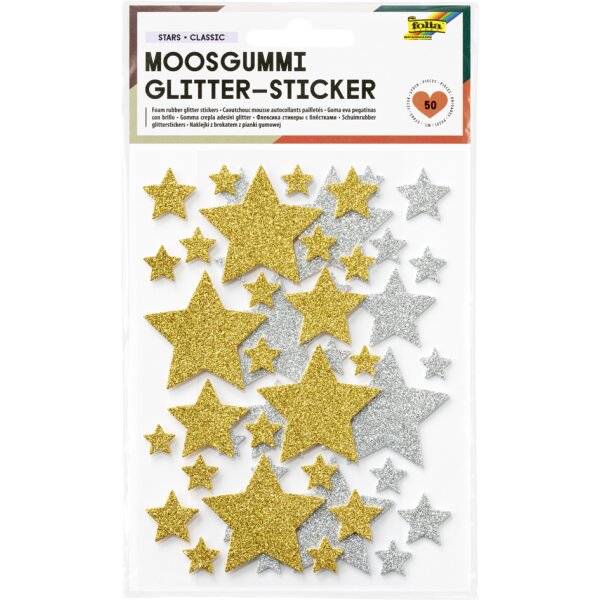 folia Sticker pailleté en caoutchouc mousse STARS CLASSIC