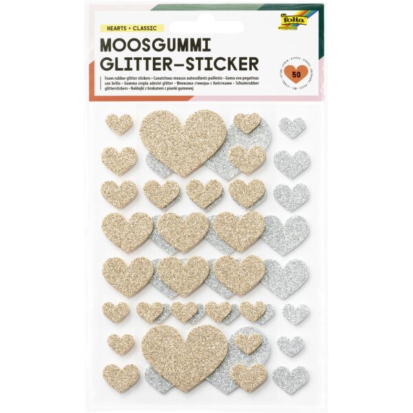 folia Sticker pailleté en caoutchouc mousse HEARTS CLASSIC