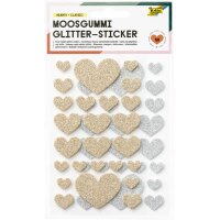 folia Moosgummi Glitter-Sticker HEARTS CLASSIC