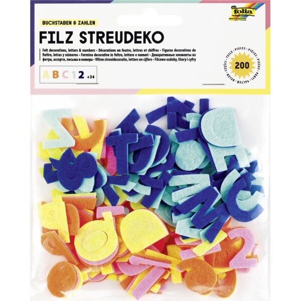 folia Décoration en feutre Chiffres & lettres, 200 pièces