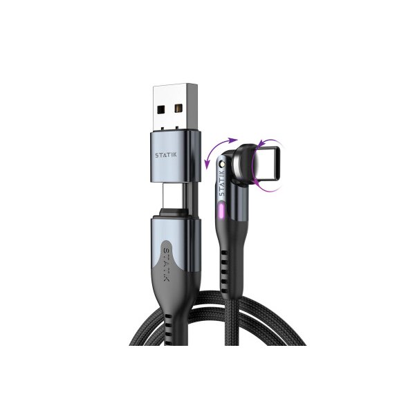 STATIK PowerPivot Pro Nylon Braided PUP-0455-10FT-CC USB-C to C, 3m 100W Black