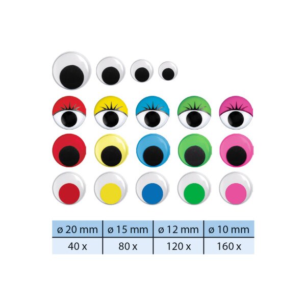URSUS Wackelaugen Stapelbox 8640099 assortiert 400 St&uuml;ck