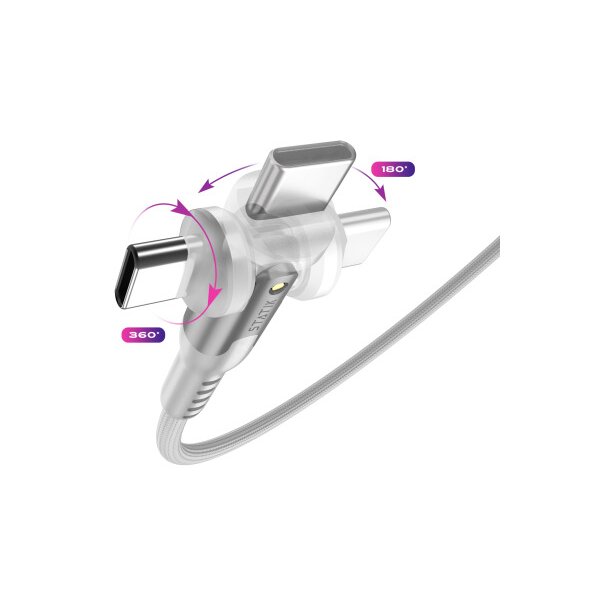 STATIK PowerPivot Pro Nylon Braided PUP-0455-6FT-CC-WHT USB-C to C, 2m,100W White